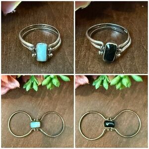 Authentic Dominican Republic Handcrafted Larimar/Onyx Happy Hour Ring